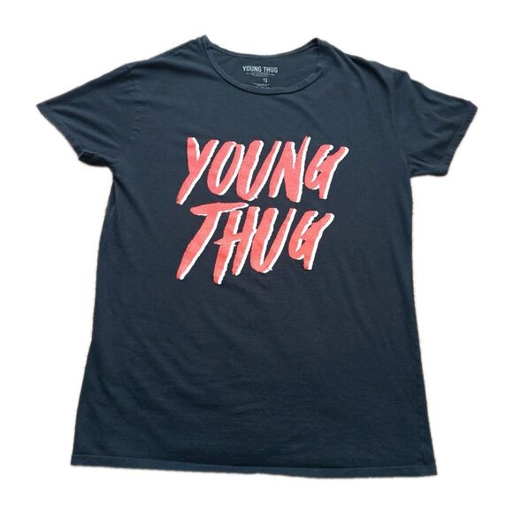Young Thug Tops - Young Thug Men's XL Black Graphic Print T-Shirt Logo Crew Neck Short Sleeve